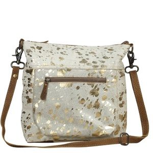 🆕✨Myra Glaze Leather Gold Paint Splatter Pony Hair Eco-friendly Crossbody Purse